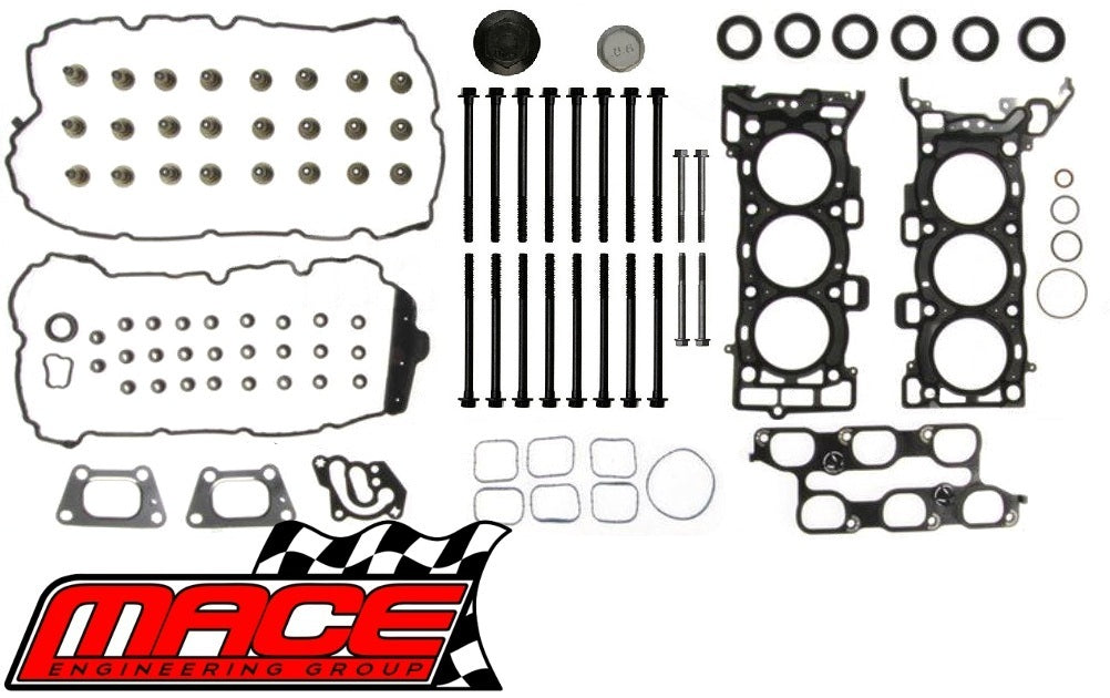 MACE VALVE REGRIND GASKET SET AND HEAD BOLTS COMBO PACK TO SUIT HOLDEN SIDI LF1 LFW 3.0L V6