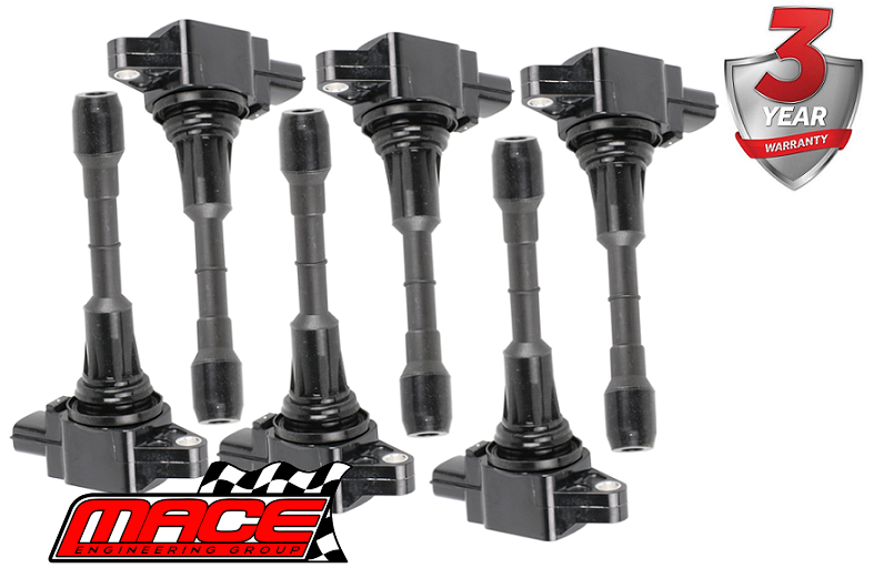 SET OF 6 MACE STANDARD REPLACEMENT IGNITION COILS TO SUIT NISSAN PATHFINDER R52 VQ35DE 3.5L V6