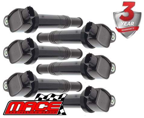 SET OF 6 MACE STANDARD REPLACEMENT IGNITION COILS TO SUIT KIA MAGENTIS MG G6EA 2.7L V6 TILL 10/2006