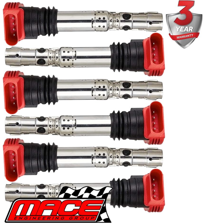 SET OF 6 MACE STANDARD REPLACEMENT IGNITION COILS TO SUIT AUDI A6 C5 C6 BBJ ASN 3.0L V6
