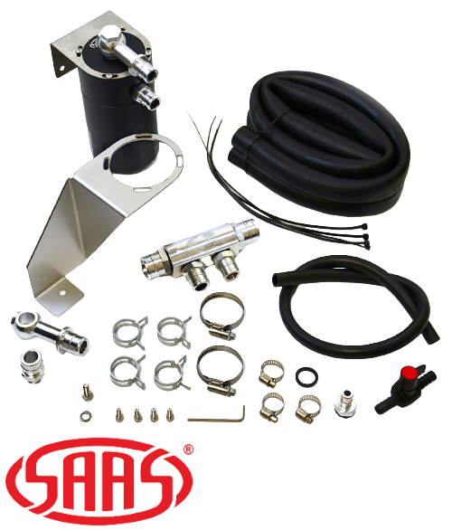 SAAS BAFFLED OIL CATCH CAN KIT TO SUIT NISSAN NAVARA D40 YD25DDTI TURBO DIESEL 2.5L I4