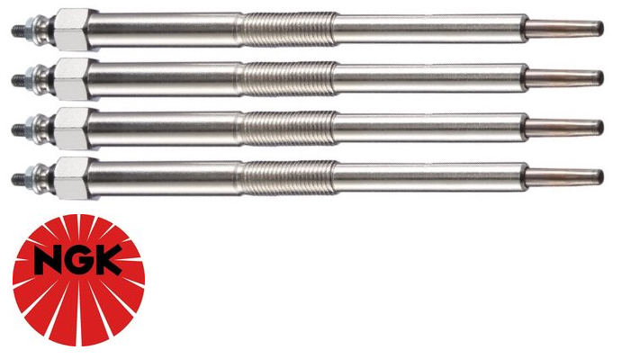 SET OF 4 NGK GLOW PLUGS TO SUIT NISSAN NAVARA D22 YD25DDT TURBO DIESEL 2.5L I4 4WD ONLY
