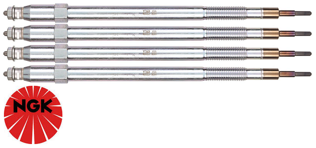 SET OF 4 NGK GLOW PLUGS TO SUIT NISSAN NAVARA D22 ZD30DDT TURBO DIESEL 3.0L I4