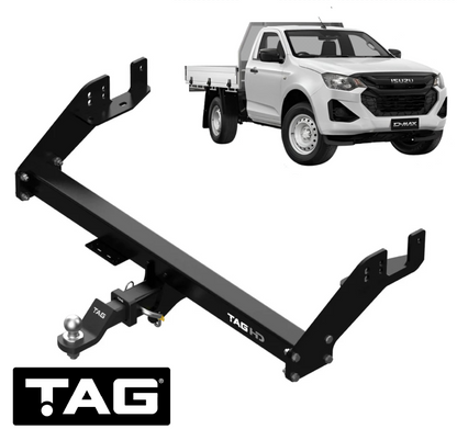 TAG HEAVY DUTY EXTENDED 3-PIECE DESIGN TOW BAR FOR ISUZU D-MAX TFS RZ4E-TC 1.9L I4 TRAYBACK ONLY