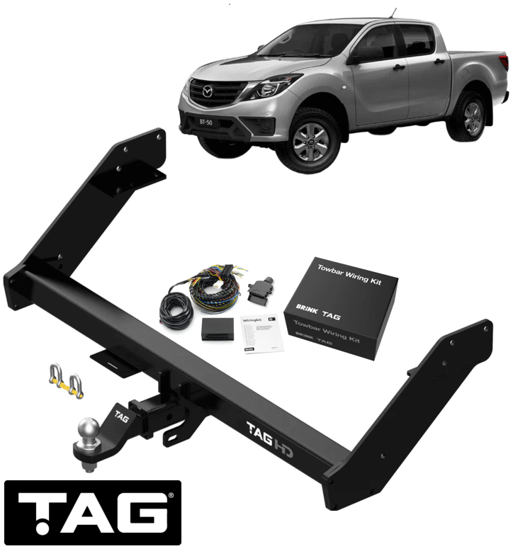 TAG HD EXTENDED TOW BAR & BRINK WIRING KIT FOR MAZDA BT-50 UP UR P4AT 2.2L I4 4WD & RWD CAB CHASSIS