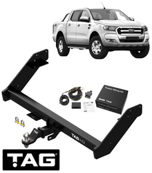 HD TOW BAR EXTENDED 3-PIECE & BRINK WIRING KIT FOR FORD RANGER PX1 DPAT 2.5L I4 03/14 ON CAB CHASSIS