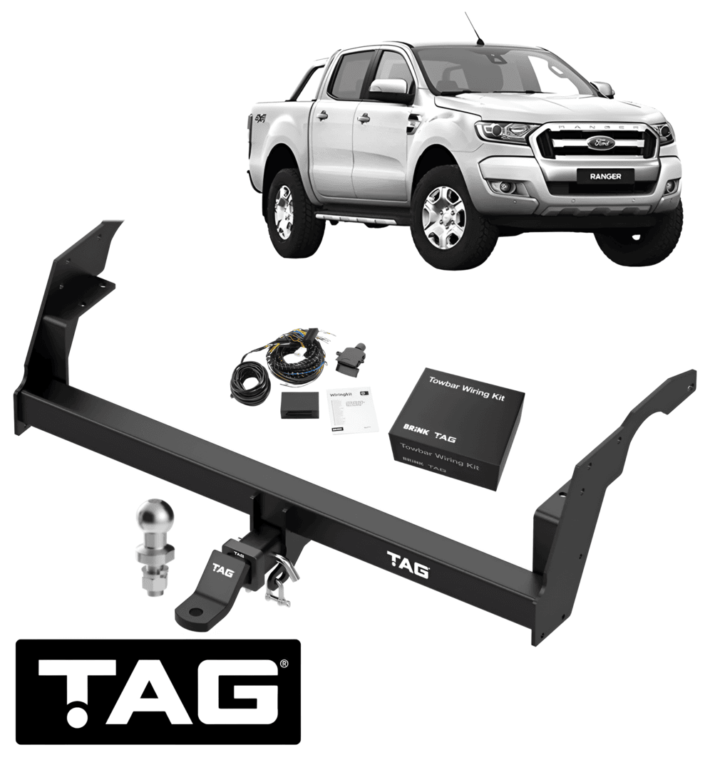 TAG HD 1-PIECE DESIGN TOW BAR & WIRING KIT FOR FORD RANGER PX3 P4AT 2.2L I4 06/15 ON TO 02/22 UTE