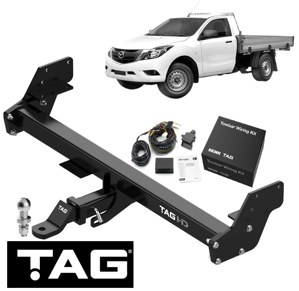 TAG HD TOW BAR & BRINK WIRING KIT TO SUIT MAZDA BT-50 B22 B32 UP UR P4AT 2.2 I4 09/11 ON 4WD & RWDc