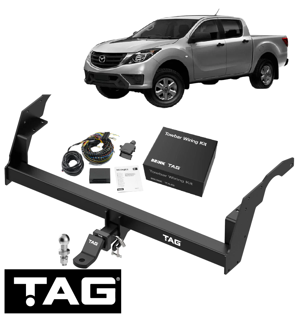 TAG HD 1-PIECE TOW BAR & BRINK WIRING KIT FOR MAZDA BT-50 UP UR P4AT 3.2L I5 4WD & RWD STYLESIDE
