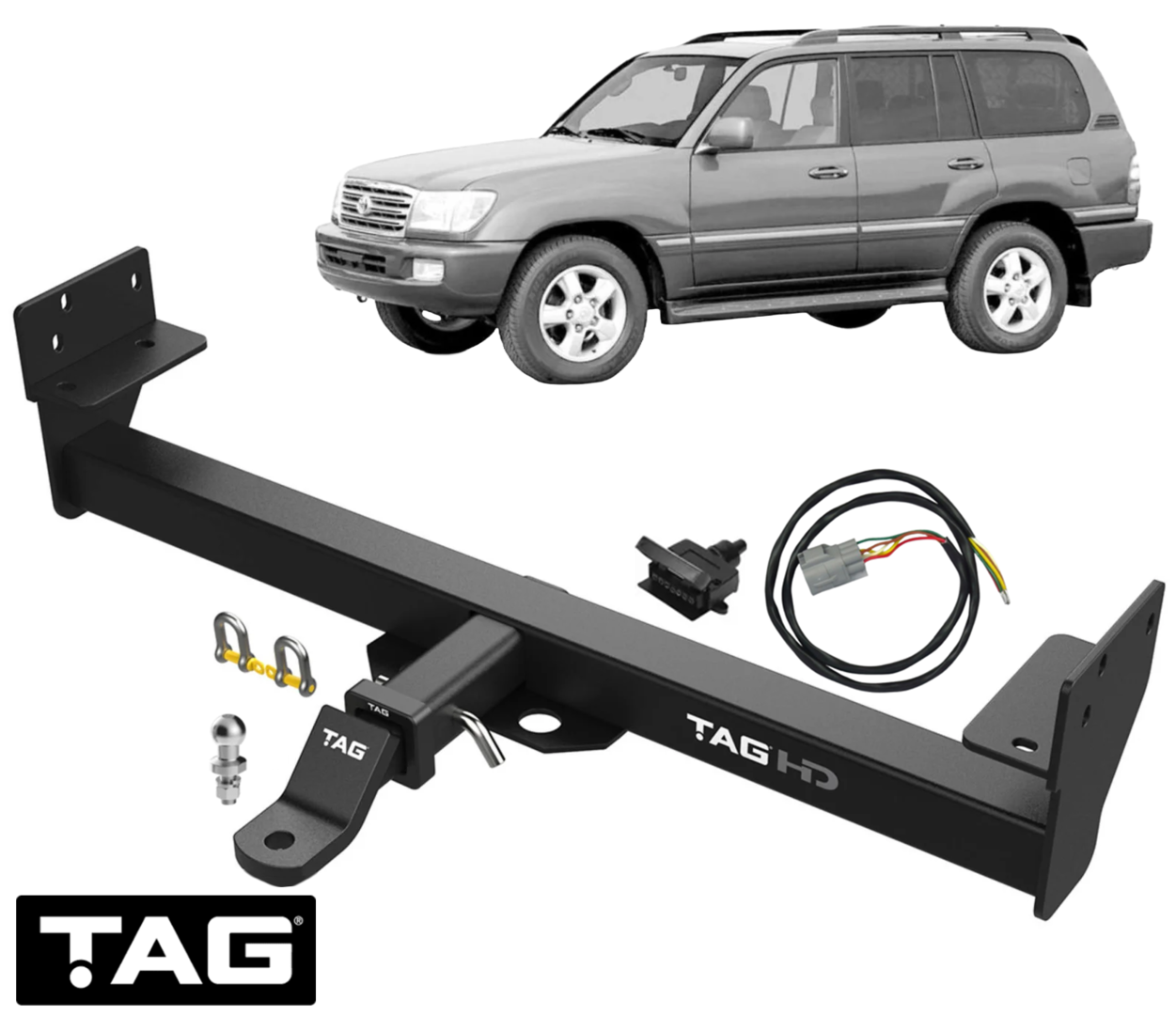TAG HEAVY DUTY TOW BAR & WIRING KIT TO SUIT TOYOTA LANDCRUISER HDJ100R 1HD-FTE TURBO DIESEL 4.2L I6
