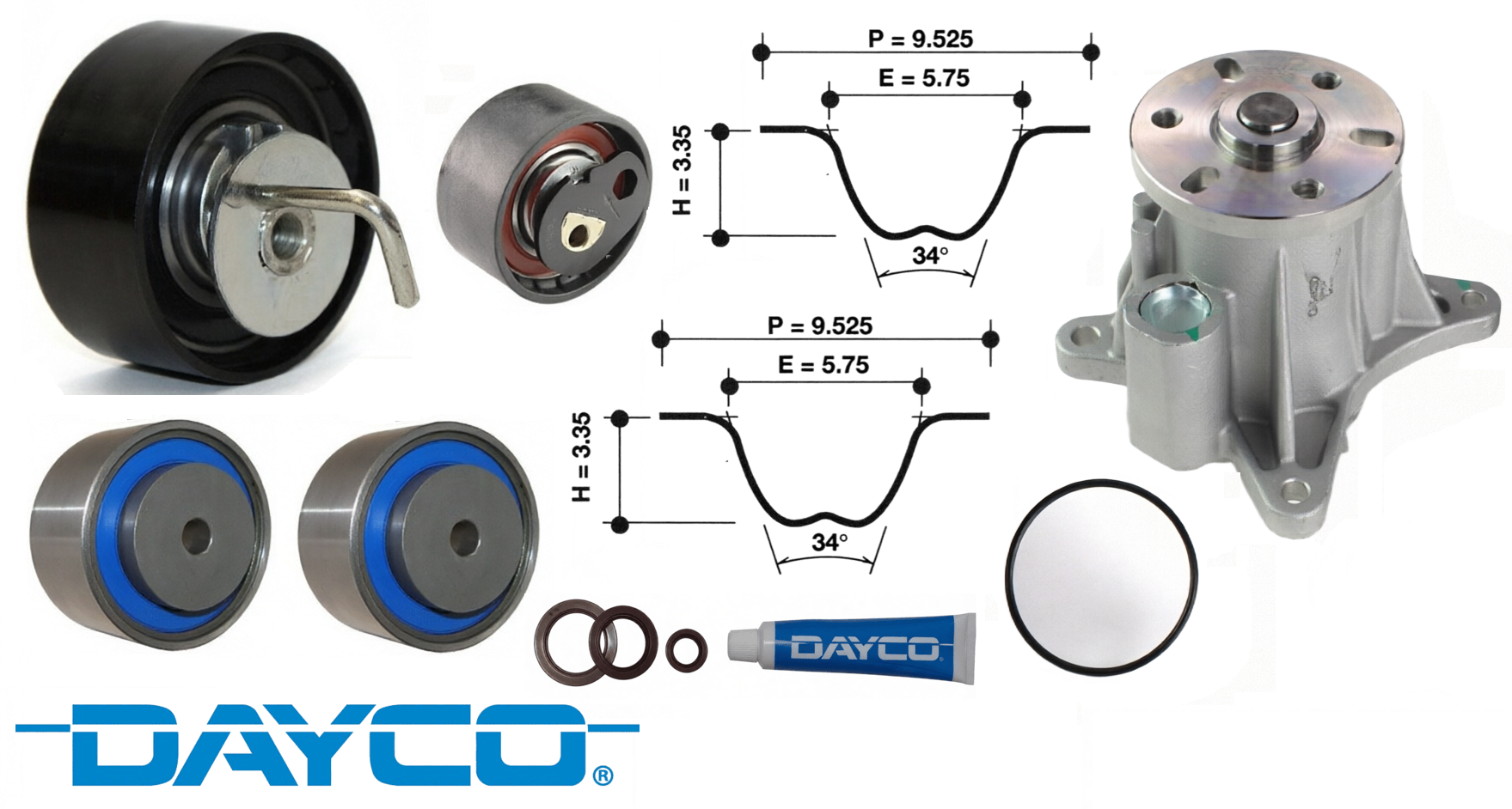 DAYCO TIMING BELT KIT TO SUIT FORD TERRITORY SZ 276DT TURBO DIESEL 2.7 V6