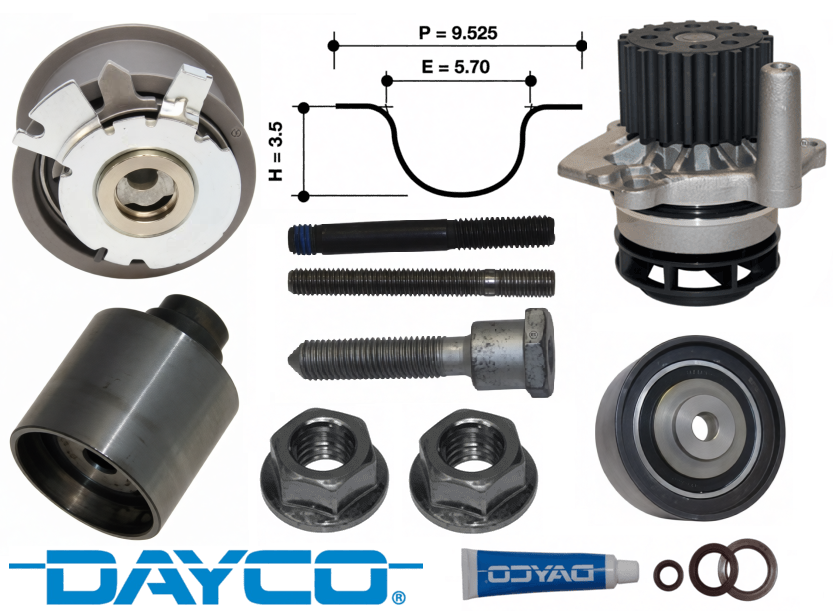 DAYCO TIMING BELT KIT TO SUIT VOLKSWAGEN PASSAT 3C BMR BKP TURBO DIESEL 2.0L I4 FROM 02/2007