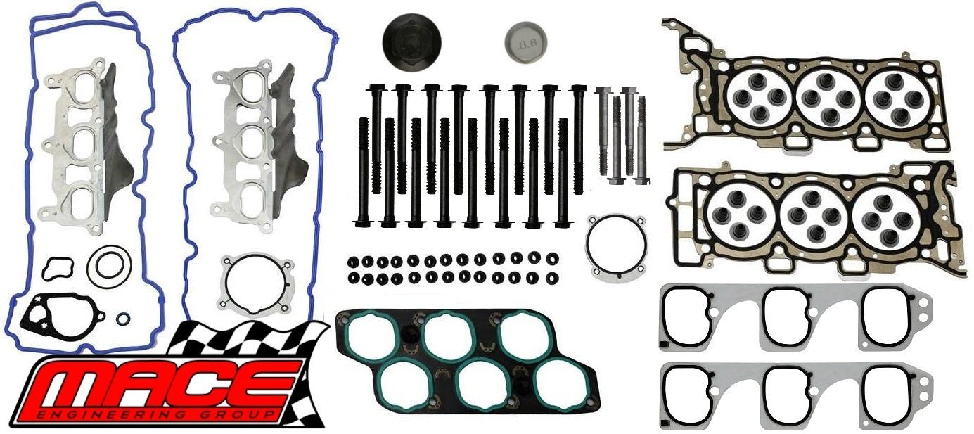 MACE VALVE REGRIND GASKET SET AND HEAD BOLTS COMBO PACK FOR HOLDEN ADVENTRA VZ ALLOYTEC LY7 3.6L V6