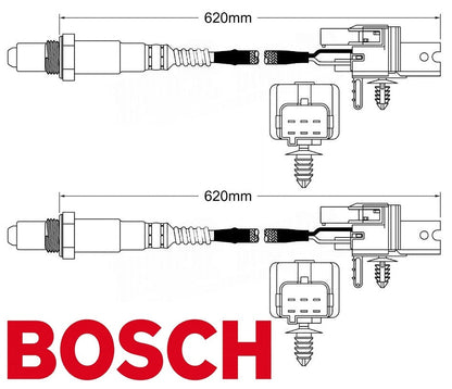 PAIR OF BOSCH PRE CATALYTIC OXYGEN O2 SENSORS TO SUIT NISSAN PATHFINDER R51 VQ40DE 4.0L V6