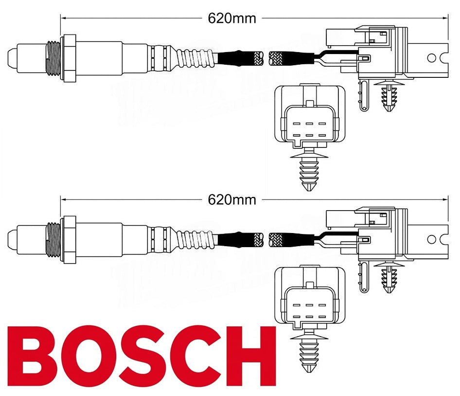 PAIR OF BOSCH PRE CATALYTIC OXYGEN O2 SENSORS TO SUIT NISSAN NAVARA D40 VQ40DE 4.0L V6