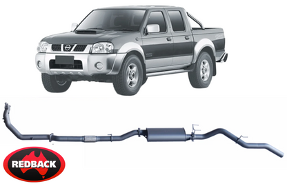 EXTREME DUTY EXHAUST SYSTEM W/ LARGE MUFFLER TO SUIT NISSAN NAVARA D22 YD25DDTI 2.5L I4 01/07 ON CAB