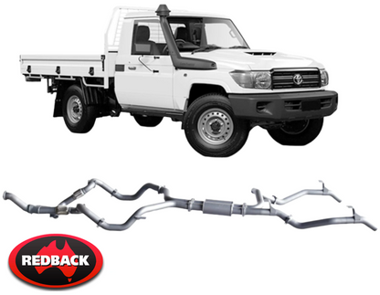 REDBACK EXTREME DUTY TWIN EXHAUST SYSTEM TO SUIT TOYOTA LANDCRUISER VDJ79R 1VD-FTV 4.5L V8 TO 10/16