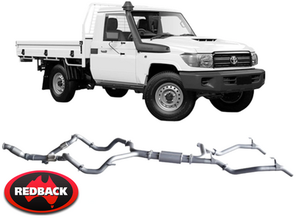 REDBACK EXTREME DUTY TWIN EXHAUST SYSTEM TO SUIT TOYOTA LANDCRUISER VDJ79R 1VD-FTV 4.5L V8 TO 10/16