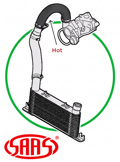 SAAS HOT SIDE INTERCOOLER HOSE TO SUIT MITSUBISHI PAJERO NM NP 4M41T 3.2L I4 TURBO TO JOINER