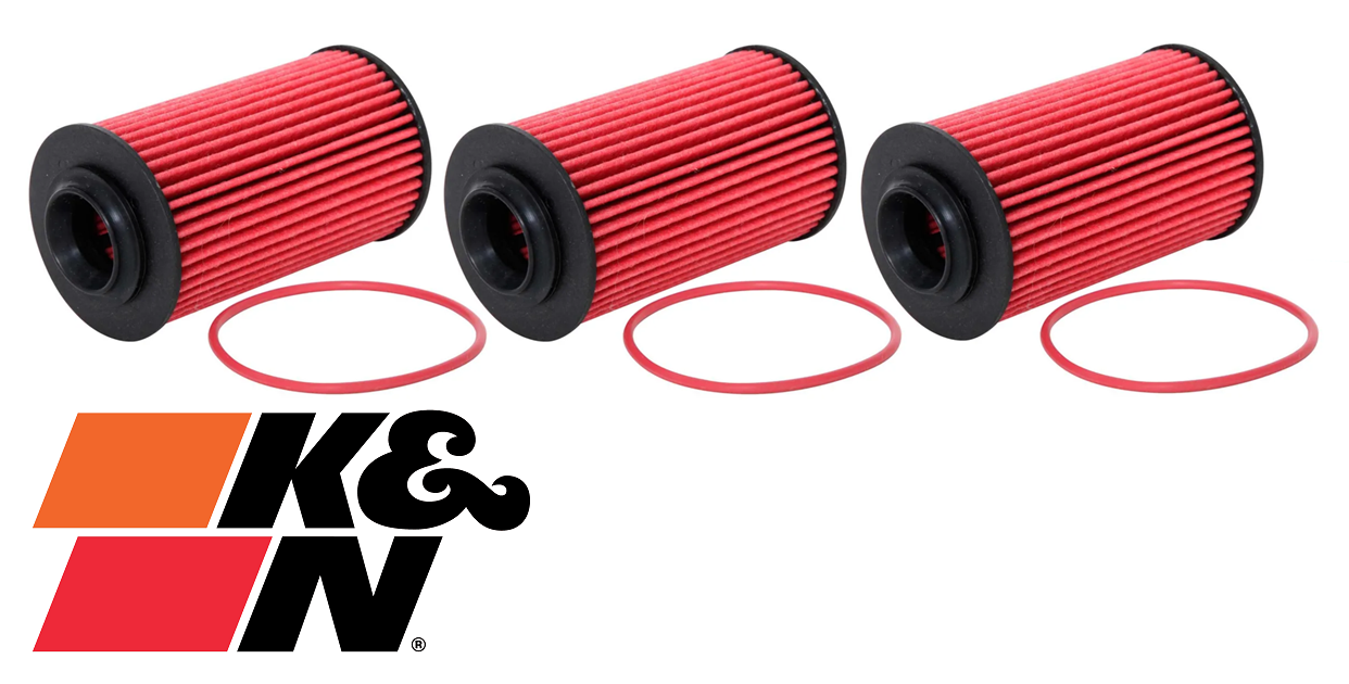 SET OF 3 K&N HIGH FLOW CARTRIDGE OIL FILTERS TO SUIT CHEVROLET CAMARO G5 SIDI LLT LFX 3.6L V6