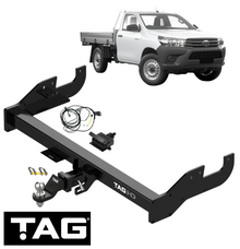 HD EXTENDED 3-PIECE TOW BAR & WIRING KIT FOR TOYOTA HILUX GGN15R 1GR-FE 4.0L V6 08/08 ON CAB CHASSIS