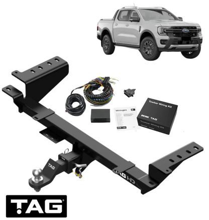 TAG HEAVY DUTY TOW BAR & BRINK WIRING KIT TO SUIT FORD RANGER PY T6.2 P02S YN2S 2.0L I4 STYLESIDE