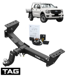 TAG HEAVY DUTY TOW BAR &amp; WIRING KIT TO SUIT FORD RANGER PY T6.2 BF2S 3.0L V6 CAB CHASSIS ONLY