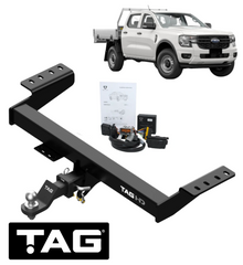 TAG HEAVY DUTY 1-PIECE DESIGN TOW BAR & ERICH JAEGER WIRING KIT FOR FORD RANGER PY P025 2.0L I4 CAB