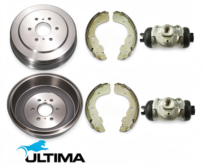 ULTIMA REAR DRUM BRAKE KIT TO SUIT NISSAN NAVARA NP300 D23 QR25DE YS23DDTT TWIN TURBO DIESEL 2.3L 2.5 I4