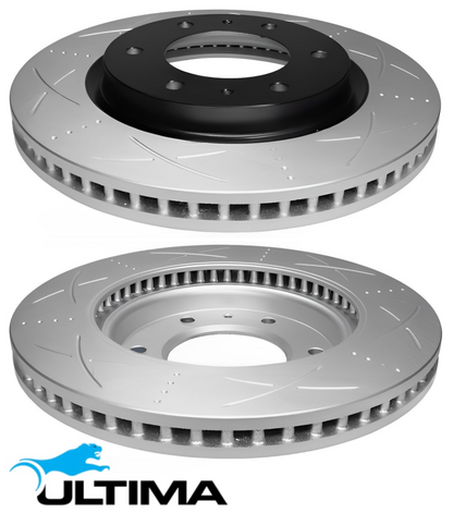 ULTIMA FRONT DISC BRAKE ROTOR SET FOR MITSUBISHI TRITON MQ MR 4N15 2.4 I4 2 PISTON CALIPER 4WD ONLY